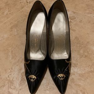 Vintage Satin Black Heels